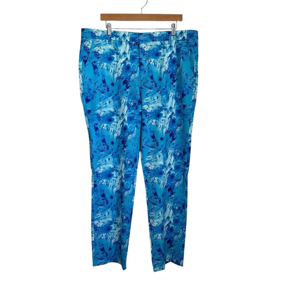 Hreski Mens Golf Pants Sz 40x32 Blue Abstract  Watercolor Marble Stretch